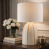 Modern European furniture - Vertical Lined Ceramic Table Lamp - www.oroa.com