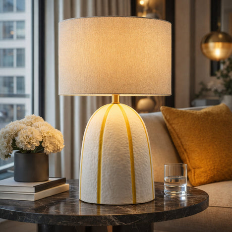 Modern European furniture - Vertical Lined Ceramic Table Lamp - www.oroa.com