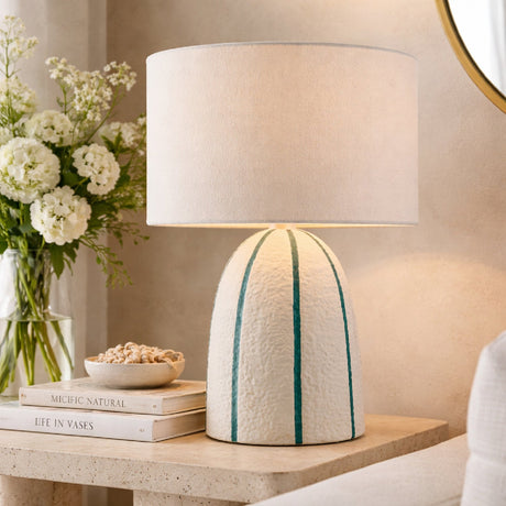 Modern European furniture - Vertical Lined Ceramic Table Lamp - www.oroa.com