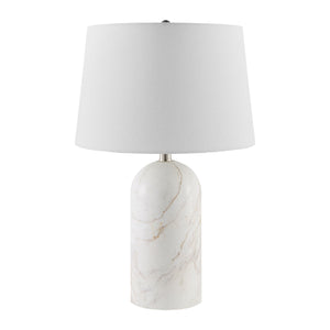   Cream Linen Marble Table Lamp | Oroa.com