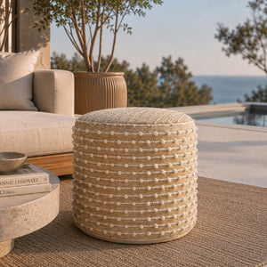   Modern European furniture - Beaded Beige Outdoor Pouf - www.oroa.com | Oroa.com