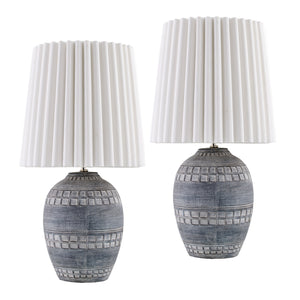   Modern European furniture - Ceramic Fluted Linen Table Lamps (2) - www.oroa.com | Oroa.com