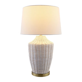 Modern European furniture - White Rattan Accent Table Lamp - www.oroa.com
