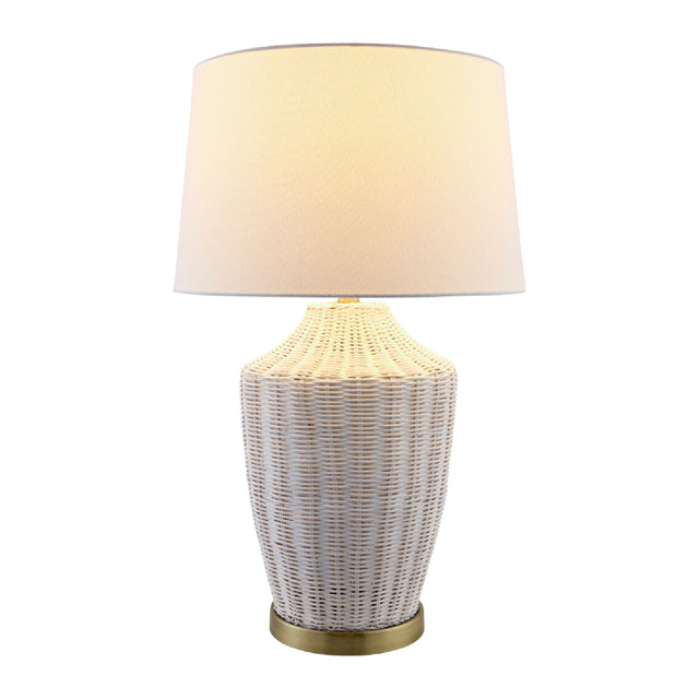 Modern European furniture - White Rattan Accent Table Lamp - www.oroa.com