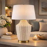 Modern European furniture - White Rattan Accent Table Lamp - www.oroa.com
