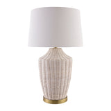 Modern European furniture - White Rattan Accent Table Lamp - www.oroa.com