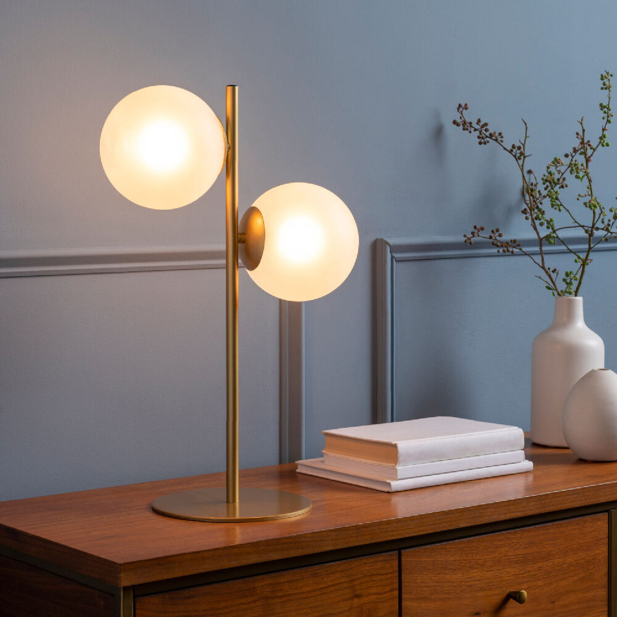   Modern European furniture - Dual White Glass Table Lamp - www.oroa.com | Oroa.com
