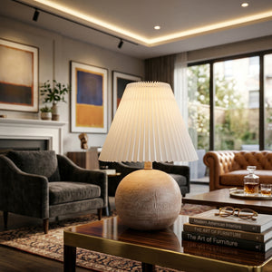   Modern European furniture - Pleated White Linen Table Lamp - www.oroa.com | Oroa.com