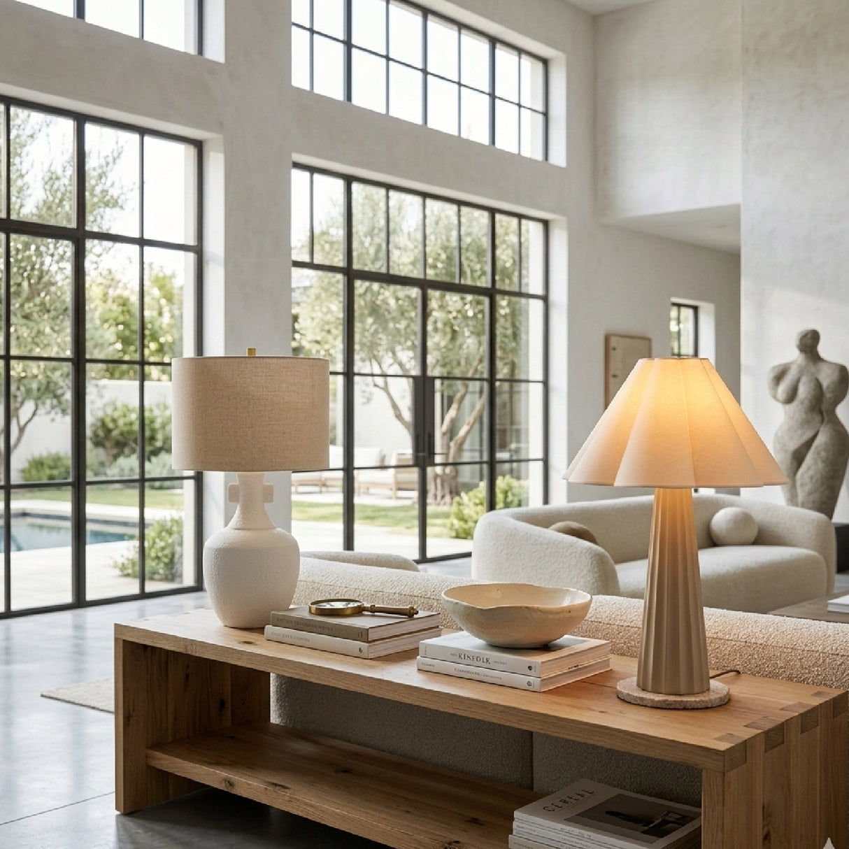   Scalloped White Cotton Table Lamp | Oroa.com