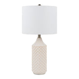 Modern European furniture - White Ceramic Linen Table Lamp - www.oroa.com