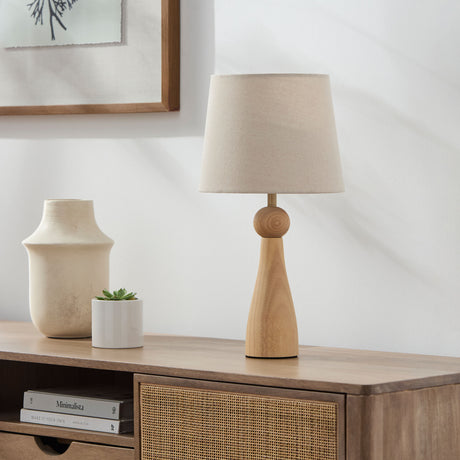   Modern European furniture - Wood Veneer Linen Table Lamp  - www.oroa.com | Oroa.com