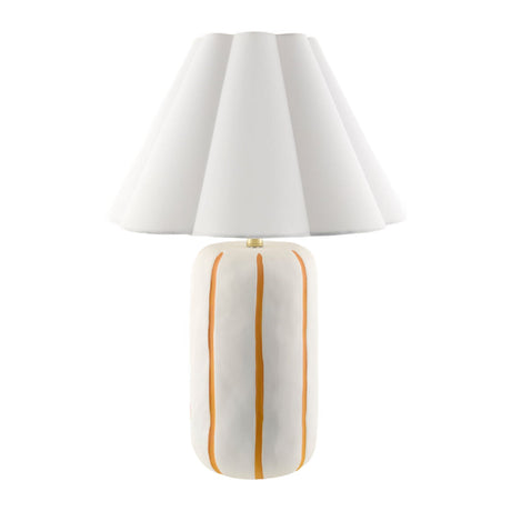 Modern European furniture - Scalloped White Linen Table Lamp - www.oroa.com