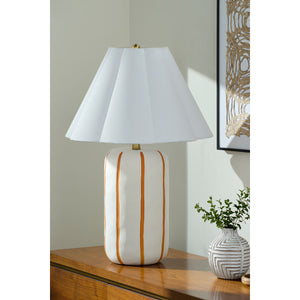   Modern European furniture - Scalloped White Linen Table Lamp - www.oroa.com | Oroa.com