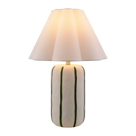 Modern European furniture - Scalloped White Linen Table Lamp - www.oroa.com