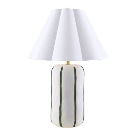 Modern European furniture - Scalloped White Linen Table Lamp - www.oroa.com