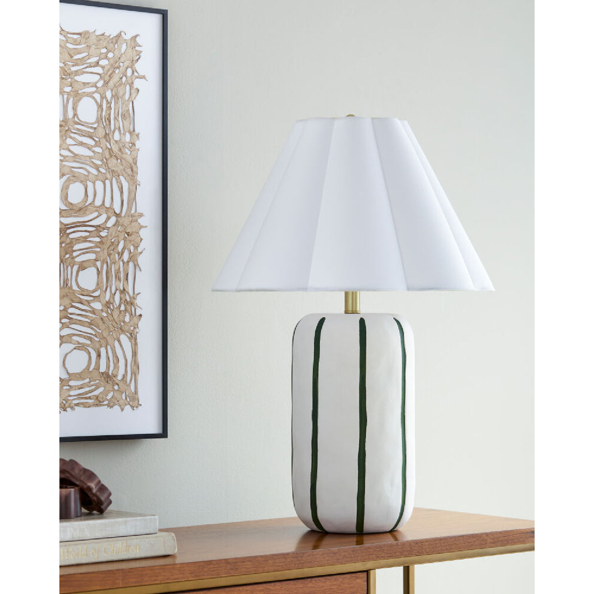   Modern European furniture - Scalloped White Linen Table Lamp - www.oroa.com | Oroa.com