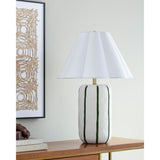 Modern European furniture - Scalloped White Linen Table Lamp - www.oroa.com
