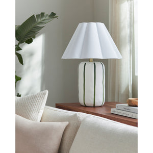   Modern European furniture - Scalloped White Linen Table Lamp - www.oroa.com | Oroa.com