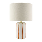 Modern European furniture - Lined Ceramic Linen Table Lamp - www.oroa.com