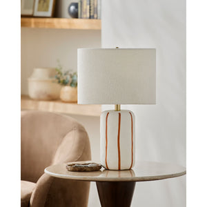  Modern European furniture - Lined Ceramic Linen Table Lamp - www.oroa.com | Oroa.com