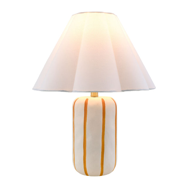 Modern European furniture - Ceramic Scalloped Linen Table Lamp - www.oroa.com