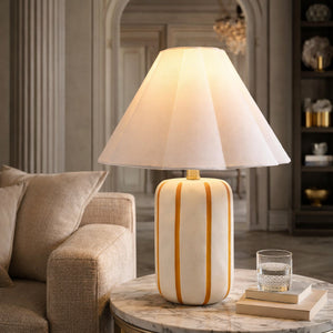   Modern European furniture - Ceramic Scalloped Linen Table Lamp - www.oroa.com | Oroa.com