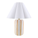 Modern European furniture - Ceramic Scalloped Linen Table Lamp - www.oroa.com