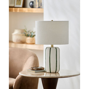   Modern European furniture - Lined Ceramic Linen Table Lamp - www.oroa.com | Oroa.com