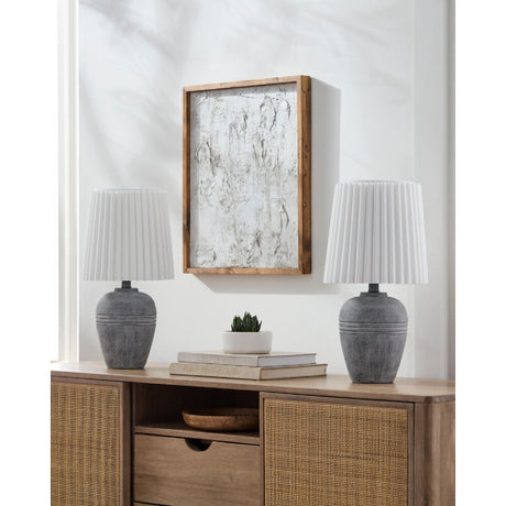 Modern European furniture - Fluted Linen Table Lamp Set (2) - www.oroa.com