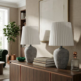 Modern European furniture - Fluted Linen Table Lamp Set (2) - www.oroa.com