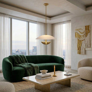   White Glass Semi-Dome Pendant Lamp | Oroa.com