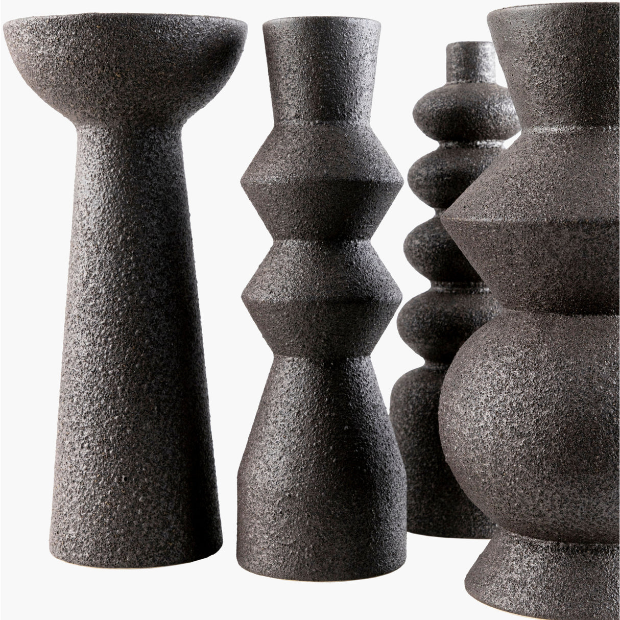   Black Ceramic Geometrical Vase Set (5) | Oroa.com