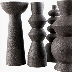   Black Ceramic Geometrical Vase Set (5) | Oroa.com