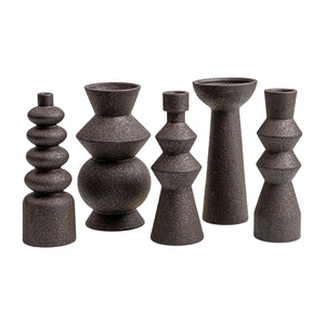   Black Ceramic Geometrical Vase Set (5) | Oroa.com