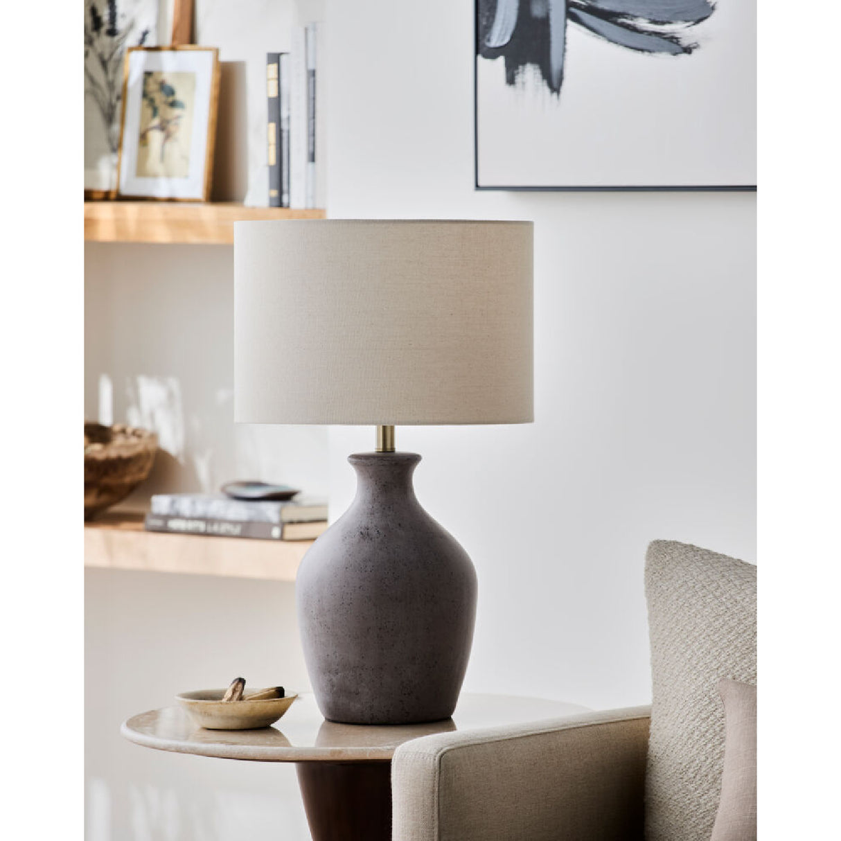   Linen Drum Shade Table Lamp | Oroa.com
