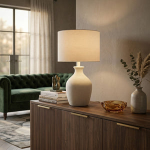   Linen Drum Shade Table Lamp | Oroa.com