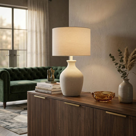   Linen Drum Shade Table Lamp | Oroa.com
