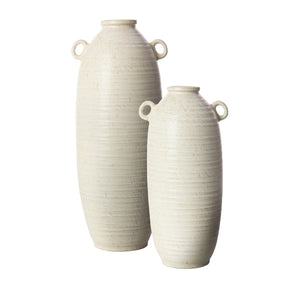 Modern European furniture - White Glazed Ceramic Vase Set (2) - www.oroa.com