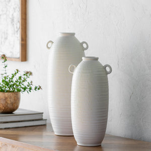   White Glazed Ceramic Vase Set (2) | Oroa.com