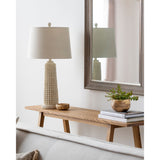 Modern European furniture - Beaded Beige Linen Table Lamp - www.oroa.com
