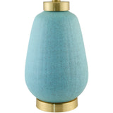 Modern European furniture - Glazed Teal Ceramic Table Lamp - www.oroa.com