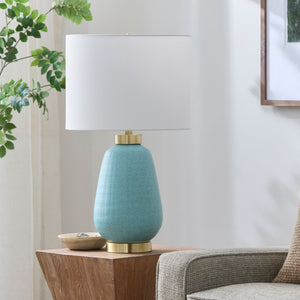   Modern European furniture - Glazed Teal Ceramic Table Lamp - www.oroa.com | Oroa.com