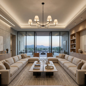   Modern European furniture - 6-Light White Linen Chandelier - www.oroa.com | Oroa.com