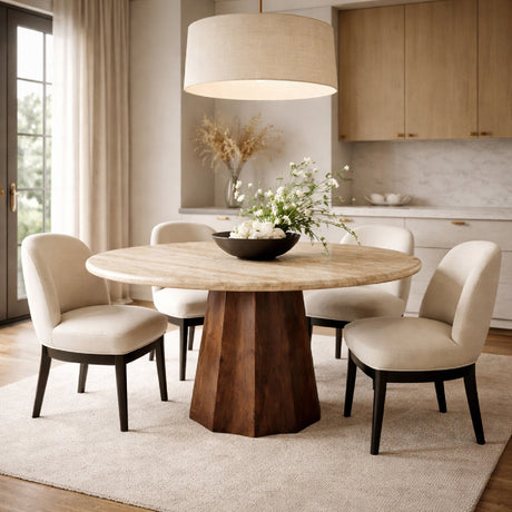 Modern furniture - Round Travertine Dining Table - www.oroa.com