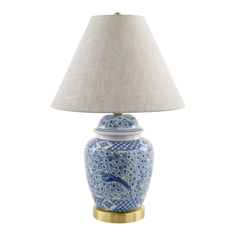 Modern European furniture - Floral Print Ceramic Table Lamp - www.oroa.com
