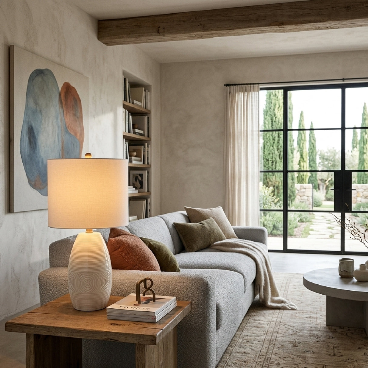   Modern European furniture - White Linen Ceramic Table Lamp - www.oroa.com | Oroa.com
