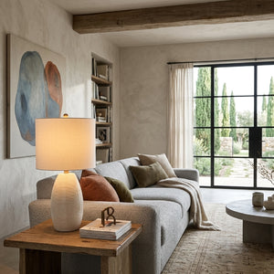   Modern European furniture - White Linen Ceramic Table Lamp - www.oroa.com | Oroa.com