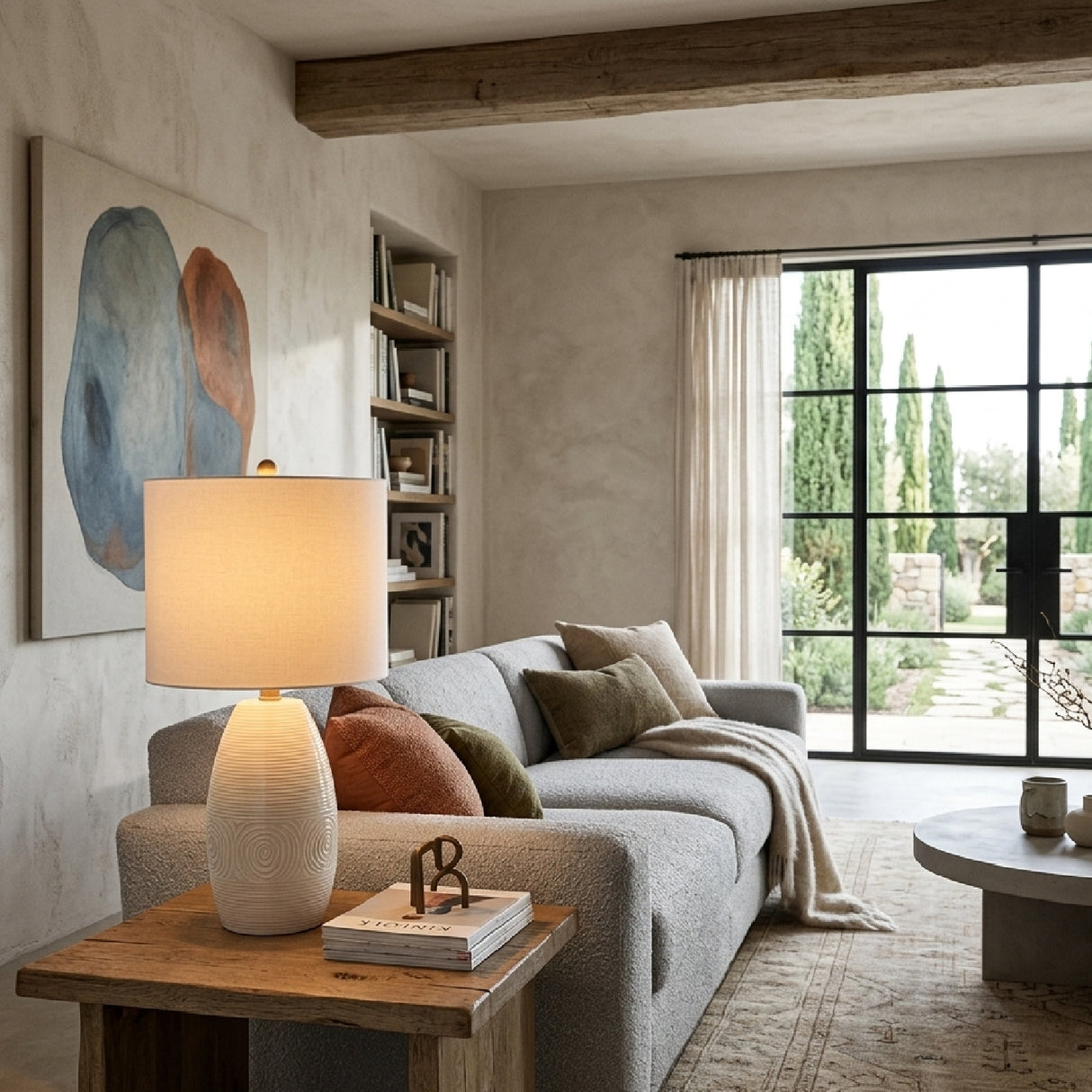   Modern European furniture - White Linen Ceramic Table Lamp - www.oroa.com | Oroa.com