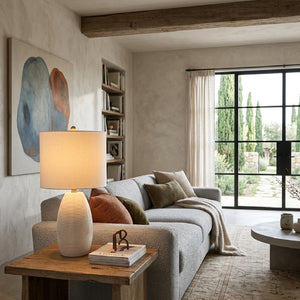   Modern European furniture - White Linen Ceramic Table Lamp - www.oroa.com | Oroa.com