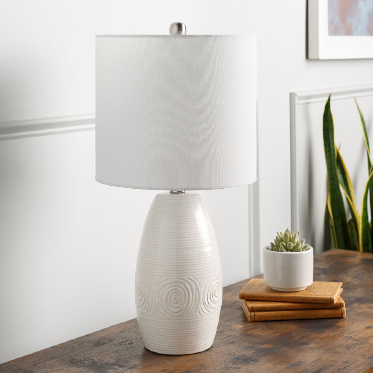   Modern European furniture - White Linen Ceramic Table Lamp - www.oroa.com | Oroa.com